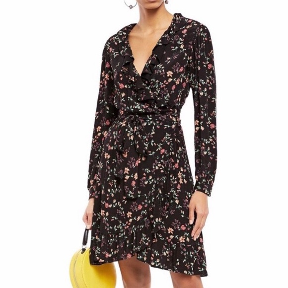 Maje Dresses Maje Dress Black Hide Heart Floral Wrap Knee Length